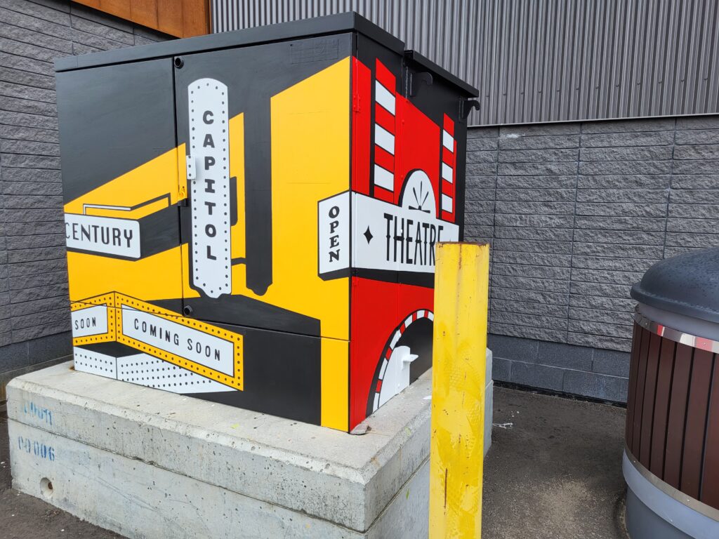 utility boxes hand painted by emerging artists from Up Here festival in sudbury