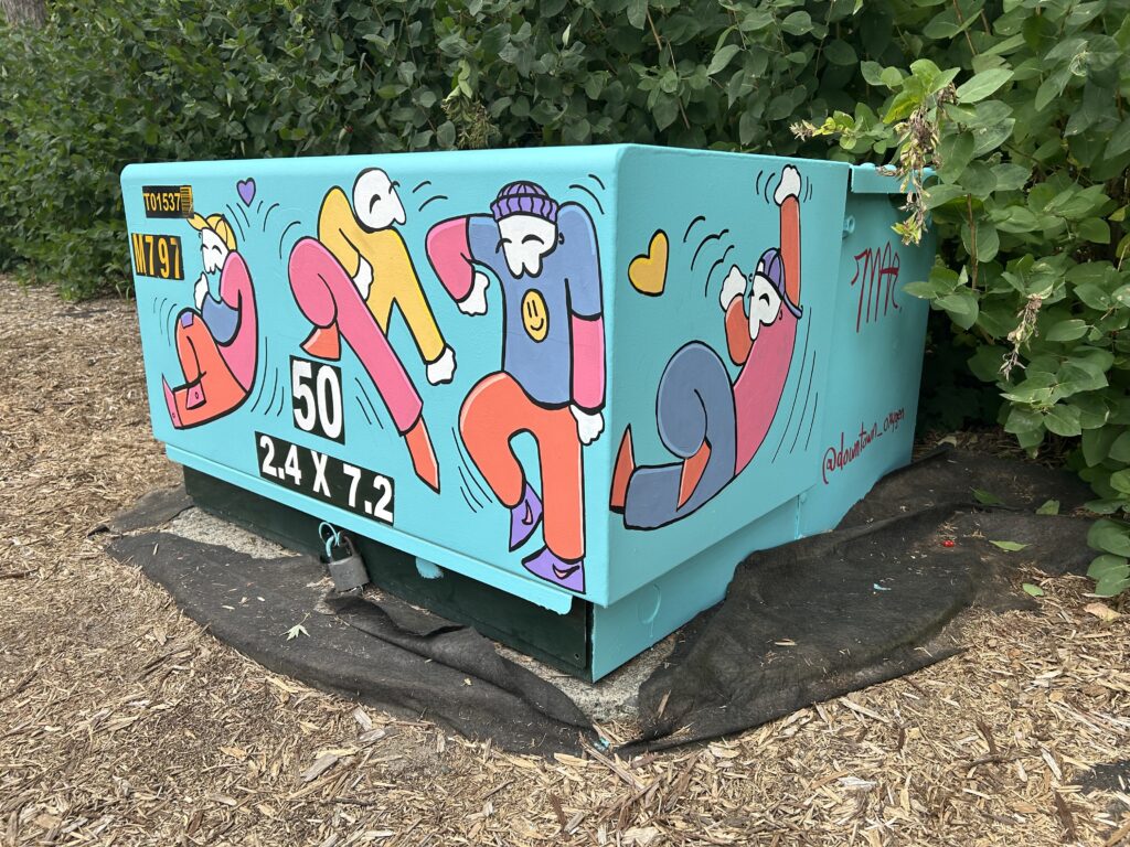 utility boxes hand painted by emerging artists from Up Here festival in sudbury