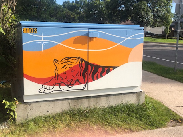 utility boxes hand painted by emerging artists from Up Here festival in sudbury