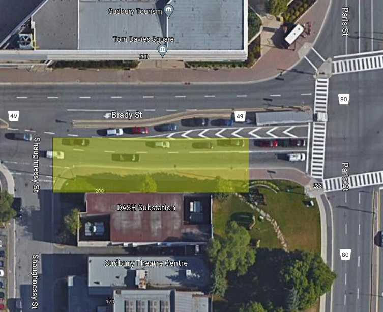 map of Partial Closure of Brady Street for DASH Substation work