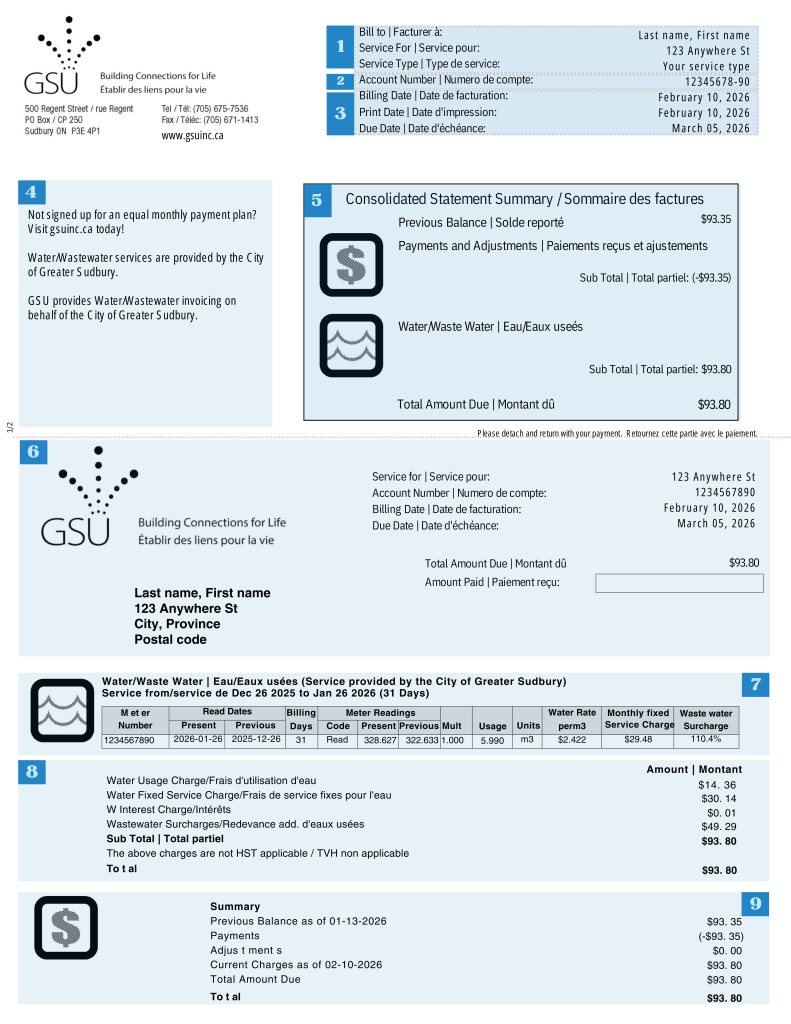 greater sudbury utilities GSU water bill sample
